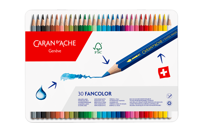 Products without category :: Caran d'Ache - Fancolor - Scatola in Metallo  30 Matite Colorate [CONFEZIONE IMPERFETTA]